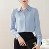Toma real: Camisa blanca a rayas para mujer 2026 para ir al trabajo, elegante y chic, camisa de manga larga para entrevistas, con una bonita caída