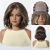 Peluca Completa de Seda Importada Mono Se Puede Peinar Libremente, Peluca Bob Gris Natural Realista en Degradado para Mujeres Cobertura Completa de Cabeza