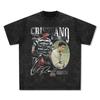 Amazon comércio exterior algodão manga curta camiseta estampada marca de moda de rua solta angustiado top lavado cross-border AliExpress