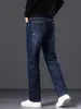 2026 novo jeans casual de luxo leve simples solto macio elástico perna reta calça comprida masculina