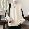 Ropa de talla grande para hombre, moda juvenil, sudadera de cuello redondo de marca de moda con mangas caídas, camiseta de manga larga para hombre, negra, primavera y otoño