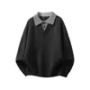Suéter Falso de Dos Piezas Estilo Old Money para Hombres y Mujeres Otoño Retro Versátil Cuello de Pico Tejido Estilo Perezoso Americano Top Casual