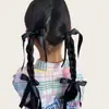 Goma Elástica de Cinta Estilo Ballet Celebridad de Internet Negro y Blanco Retro Lazo de Cinta Sujetador de Cabello Cinta Trenzada Doble Coleta Accesorio para el Cabello