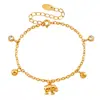 Pulseira com Pingente de Elefante em Aço Inoxidável de Luxo Leve para Mulheres, Incrustada com Diamantes, Contas Redondas, Acessórios de Joias da Moda Estilo Ins Nicho Venda por Atacado