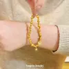 Nuevo Pulsera de Cuentas Doradas Arena Estilo Chino con Diseño de Estrella de Seis Puntas, Flor de Cuatro Hojas y Ojo de Gato, Versátil y Elegante con un Sentido de Lujo