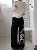 Jeans de estilo grafitero americano negro para hombres y mujeres, diseño de otoño, elegantes y geniales, pantalones largos holgados de pierna ancha