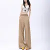Diseño de cintura de cuadros estilo americano, pantalones casuales de pierna ancha para mujer, nueva colección primavera/otoño, corte holgado, versátiles y con una silueta fluida de pierna recta.