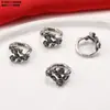 Plata de ley S925 pez pequeño tubo redondo flor pequeña anillo de correr colgante accesorios retro hacer viejo anillo de plata Xiangyun materiales hechos a mano DIY