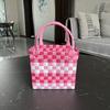 Bolsa de mano con cesta de regalo de colores frescos para el verano 2024, bolsa tejida de plástico, cesta de verduras, bolsa de playa