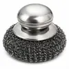 Escova de arame de aço inoxidável de alta qualidade com cabo para uso na cozinha, raspador de panela de aço inoxidável, ferramenta de limpeza de aço inoxidável