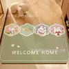 Tapete de Entrada Interno Terra de Diatomáceas Desenho Animado Moderno Absorvente de Água Personalizável DIY Tapete para Pés