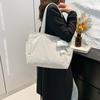 Bolsa Nova Grande Capacidade Bolsa Tote Commuter Personalizada Estudante Escola Bolsa Simples Cor Sólida Bolsa De Ombro Plissada