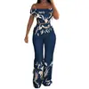 Conjunto de Moda Transfronterizo Europeo y Americano Otoño 2026 Nuevo Conjunto de Ropa para Mujer Casual Estampado Top sin Hombros Pantalones de Pierna Ancha