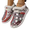 Amazon comercio exterior talla grande zapatos de algodón para mujer Europa y Estados Unidos transfronterizos otoño e invierno nuevos planos punta redonda elemento navideño zapatos de algodón peludos