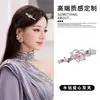 Presilha de Cabelo Preta e Branca com Bolinhas, Laço e Strass Estilo Coreano, Presilha de Franja Fashion, Grampo de Cabelo Exquisito para Testa