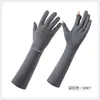 Guantes de Protección Solar para Hombres y Mujeres en Verano, Anti-UV, Ciclismo al Aire Libre, Conducir, Transpirables, Antideslizantes, Pantalla Táctil, Mangas de Seda Helada, Longitud Extendida