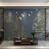 Papel tapiz texturizado para pared de fondo de TV de sala de estar Tejado rojo Shanxia grulla blanca Tela de pared 8D mural moderno chino para dormitorio lujo ligero
