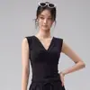 Conjunto de Yoga sin Mangas con Cuello en V Retorcido para Mujer, Corte Entallado que Adelgaza con Cintura Fruncida, Adecuado para Fitness, Running, Entrenamiento y Yoga Deportivo
