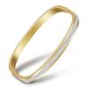 Pulsera Cuadrada de Acero Inoxidable de Venta Caliente Transfronteriza Europea y Americana con Diamantes 6mm Abierta 2 Filas Diamante Geométrica Acero Titanio Venta al por Mayor