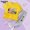 Conjunto Nuevo Transfronterizo para Niños Verano Nuevo Pantalones de Seda Helada Anti-Mosquitos Camiseta de Algodón para Niños Manga Corta Moda de Verano Ropa de Moda