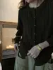 Peanut2026 Otoño Estilo Coreano Casual Trenzado Hueco Versátil Cuello Redondo Cardigan de Punto 11666