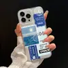 Estilo Ins artístico e calmante azul Klein colagem de carimbos à beira-mar capa para iPhone iPhone17pro capa macia transparente