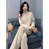 Traje Casual de Dos Piezas para Mujer de Invierno, Estilo Perezoso Elegante y de Alta Gama, Rejuvenecedor, Versión Amplia, Sudadera Europea, Pantalones de Pierna Ancha