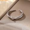 Anillo de plata de ley 925 con forma de cruz para mujer, diseño de lujo, ligero y con nudo de diamante, ajustable, con abertura para el dedo.