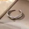 Anillo doble de anillo de cruz de plata de ley 925 para mujer diseño de nicho sensación ins micro incrustado anillo para dedo del pie geométrico entrelazado anillo abierto