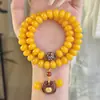 Pulsera de Raíz de Bodhi Natural Doble Círculo Qi Dong Lai Morada para Mujeres, Pulsera de Cuentas de Oración Budista Manual Estilo Chino