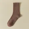 Calcetines Individuales/Paquetes Dobles para Hombres y Mujeres, Otoño e Invierno, de Media Pantorrilla, Color Sólido, Espesados, Calientes, de Rizo con Suela de Toalla, Calcetines Largos