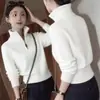 Suéter de Gola Alta Meio Zíper de Alto Padrão para Mulheres, Gola Alta, Novo Estilo Outono/Inverno, Tricô Macio e Aconchegante, Top Curto Elegante e Versátil