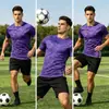 Playeras de fútbol personalizadas de manga corta para adultos y niños, uniformes de equipo para entrenamiento de competición, secado rápido, transpirables, con números y letras impresos, playeras de fútbol al por mayor