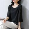 Blusa de Gasa para Mujer, Manga Corta, Estilo Corto, Moda 2026 para Señoras de Mediana Edad, Mamá, Falso Dos Piezas, Tallas Grandes, Elegante y Rejuvenecedor