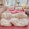 Juego de ropa de cama fresco y sencillo para dormitorio, agradable para la piel y suave, gasa abullonada, juego minimalista de cuatro piezas