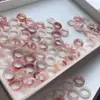 Anel Rosa Flor de Pessegueiro para Meninas, Popular no Xiaohongshu, Anel de Jade de Seda Dourada de Xinjiang, Aventurina, Anel de Jade Verde de Tianshan