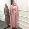 2022Loriya Moda Turca Color Sólido Conjunto de Dos Piezas Vestido y Cárdigan Lr511