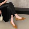 Otoño 2025 Nuevo Retro Volantes Gamuza Tacón Grueso Calzado de Nicho Más Fácil de Combinar Zapatos Profesionales para Mujer para Viajes al Trabajo
