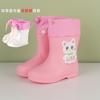 Botas de chuva infantis de desenho animado dinossauro fofo elástico de cano médio antiderrapante para crianças do ensino fundamental e jardim de infância botas de chuva botas de chuva