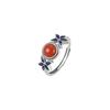 Anillo de Plata 925 para Mujer con Hoja Pequeña, Línea de Superficie de Huevo, Retro, Nuevo Chino, Ágata Roja del Sur, Anillo de Estilo Étnico