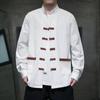 Camisa de manga larga con hebilla vintage de algodón y lino para hombre, estilo chino, otoño 2023, camisa de traje Tang de talla grande a la moda para hombre