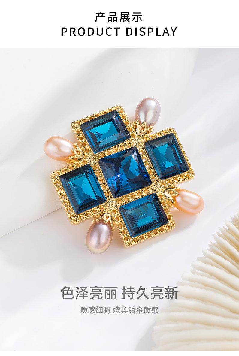 复古文艺多边形胸针淡水珍珠高级感胸花时尚优雅别针