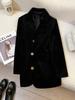 Blazer de Pana Negro Ajustado para Mujer Otoño e Invierno 2025 Nuevo Traje Casual de Alta Calidad