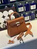 Bolso Kelly Segunda Generación Estampado de Palma Modelo Nuevo 2026 Bolso de Mujer de Alta Gama Bolso de Hombro Único Bolso Cruzado Texturizado para Mujer