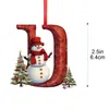 Boneco de Neve de Natal Transfronteiriço Novo Acrílico Plano 2D de 26 Letras Pingente de Decoração de Natal Interna Ornamento de Carro