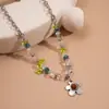 Collar Colgante de Flor con Cuentas de Vidrio Irregulares Europeas y Americanas, Estilo Femenino Moderno y Dulce, Cadena para Clavícula Versátil para Mujer