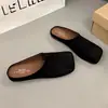 2026 Nicho Solado Macio Novos Mocassins Sem Salto Femininos Estampa de Leopardo Verão Chinelos Retrô Bico Quadrado Sandálias para Pessoa Preguiçosa