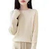 Novo Suéter de Malha Trançada com Gola Redonda Outono/Inverno para Mulheres 2026, Pulôver de Cor Sólida, Camisa Base Elegante de Manga Longa Solta