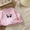 Ropa Infantil Unisex de Primavera y Otoño Camiseta Bebé Elegante Personalidad Infantil Tendencia Estilo Coreano Polar Panda de Dibujos Animados Lindo Camiseta Base