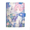 Álbum de Tarjetas de Hojas Sueltas A5 Niña Hermosa Lavanda Cuaderno en Blanco de Cuero Desmontable Planificador Niña Pura Deseo Morado